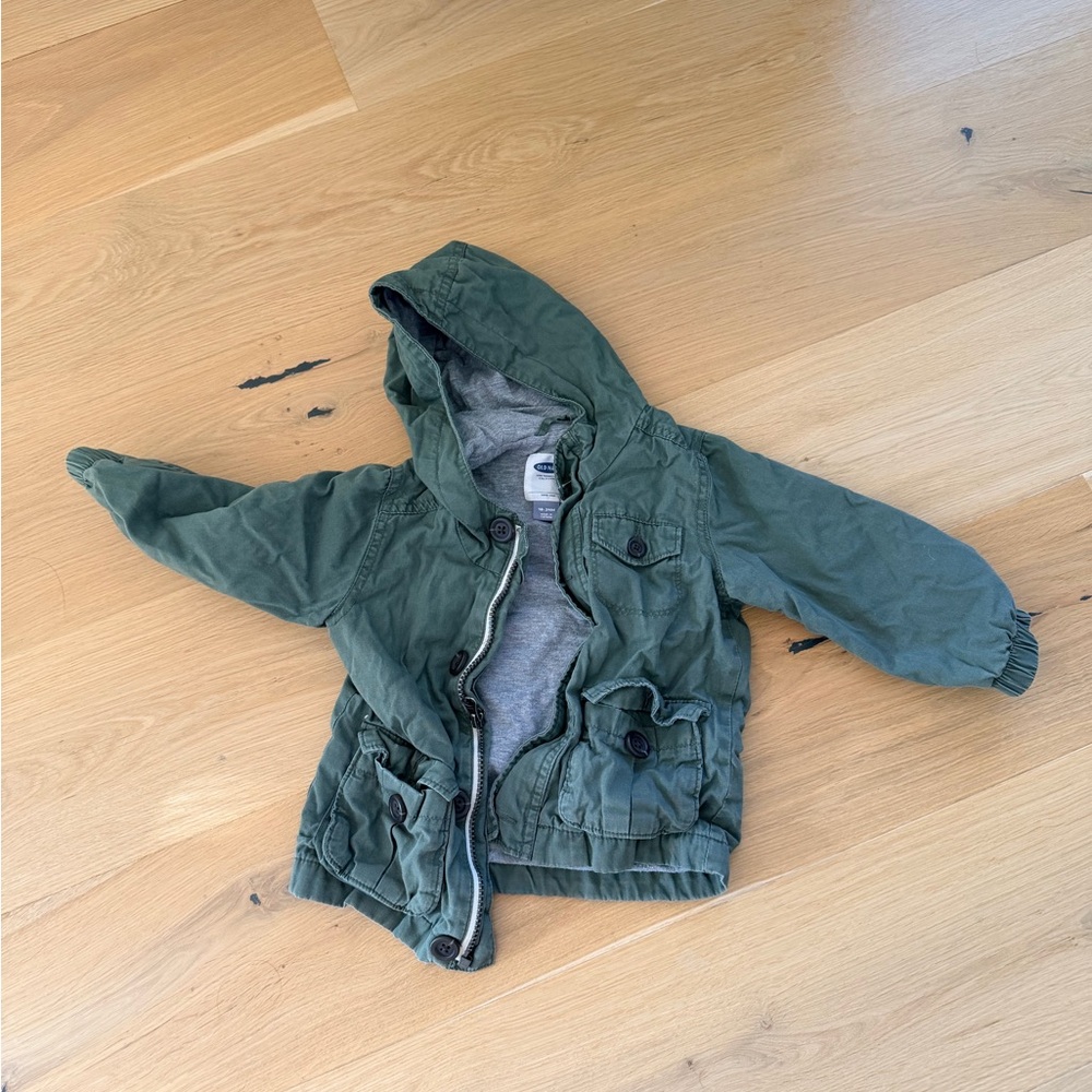 Old Navy Kids Olive Hooded Puffer Jacket